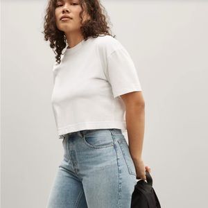 Everlane Organic Cotton Cropped Tee white size small